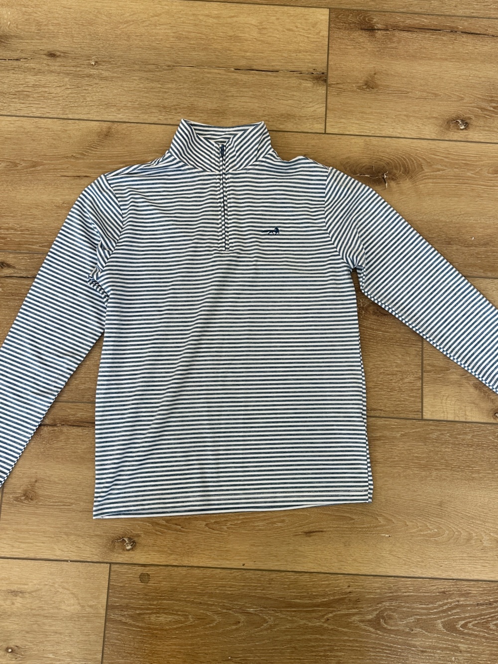 Class Club Navy and White Striped Quarter-Zip Long Sleeve Top